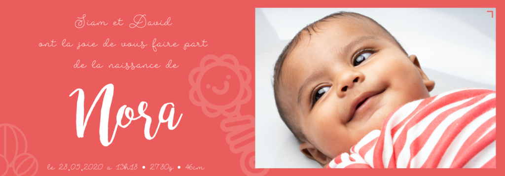 Faire part naissance Nora