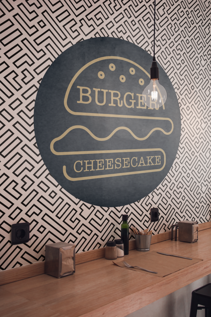 Sticker mural restaurant Burger et Cheesecake